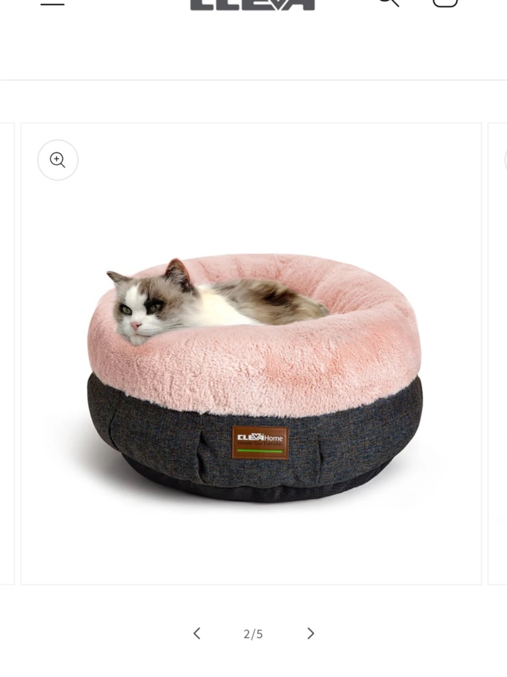 🩷 ClevaHome Plush Pink & Gray Donut Cat Bed 🐾 - Picture 2 of 8